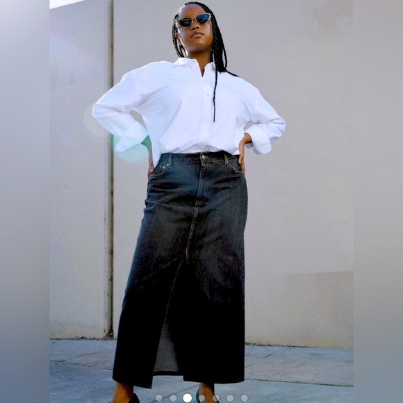 NWT H&M Black Denim Maxi Skirt Size 10 - Picture 1 of 9